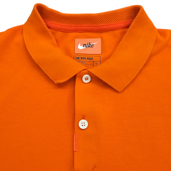 The Nike Polo Shirt Mens Large Orange Dri Fit Short Sleeve - Picture 3 of 12